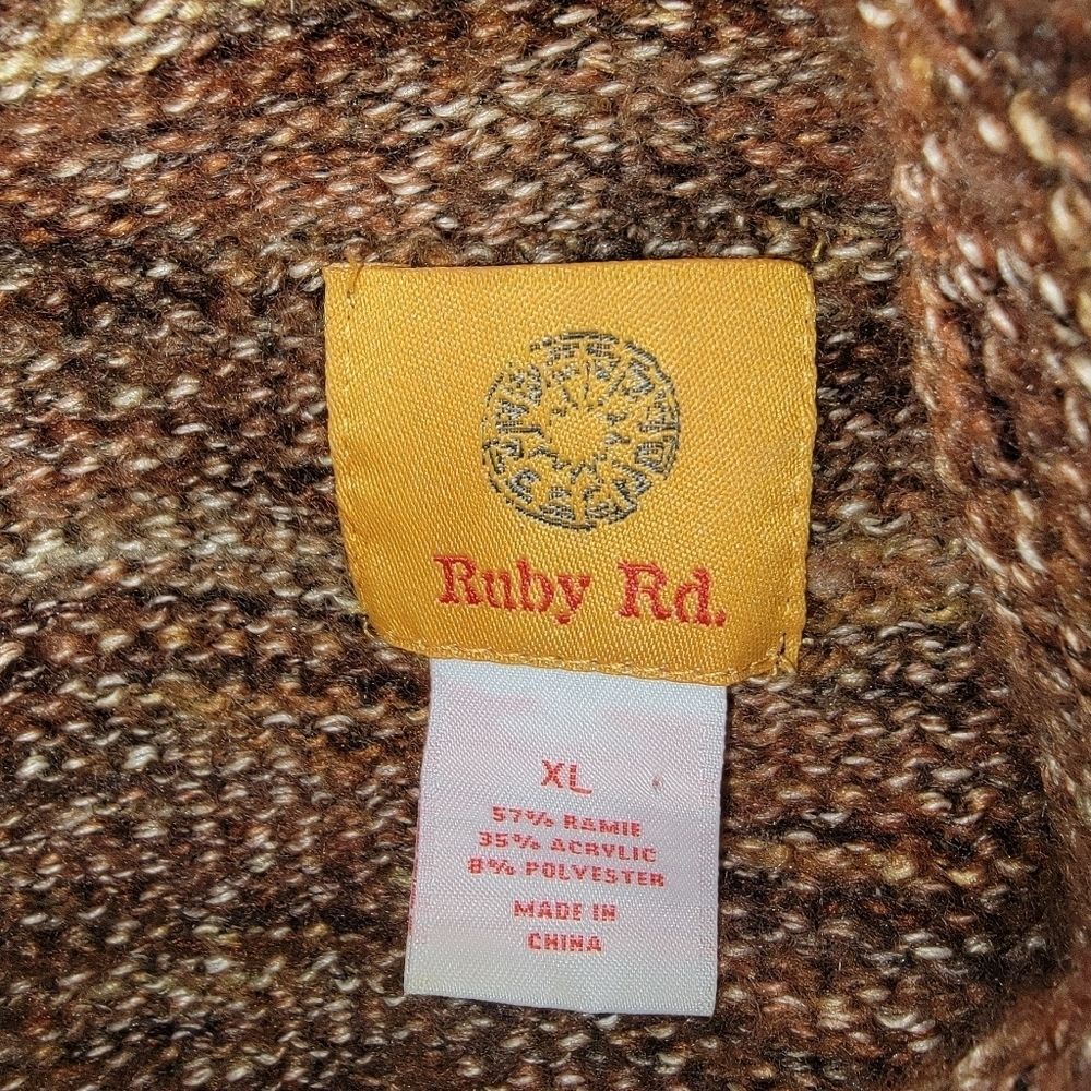 Ruby Rd. Ruffle neck cardigan sweater size XL - Picture 5 of 7